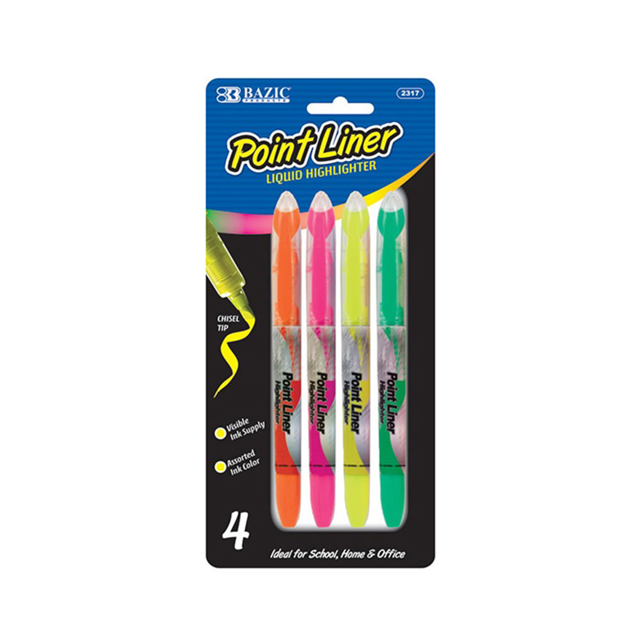 Pen Style Fluorescent Color Liquid Highlighters (4/Pack) (002-2317
