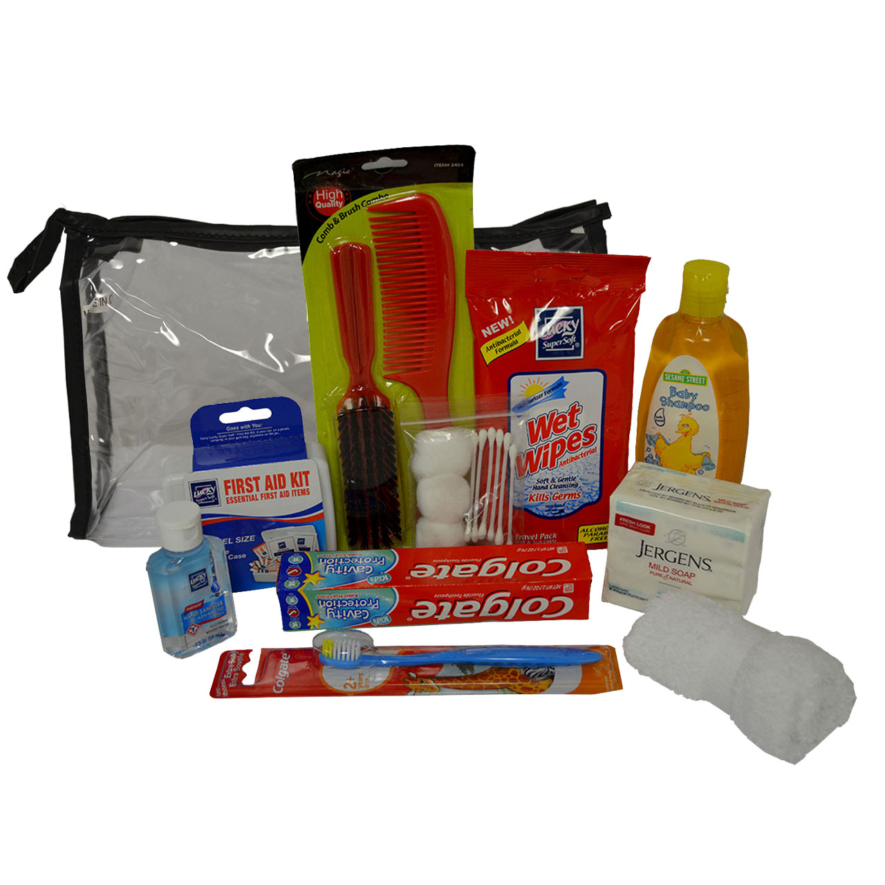 Cadera paso colateral Deluxe Kids Personal Hygiene Kit (003-KCK008) | Backpack Gear, Inc